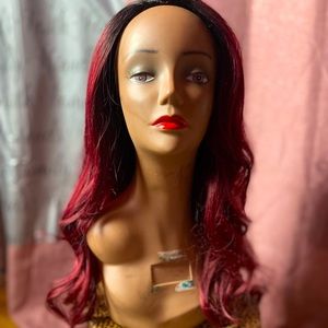 Cherry red half of wig